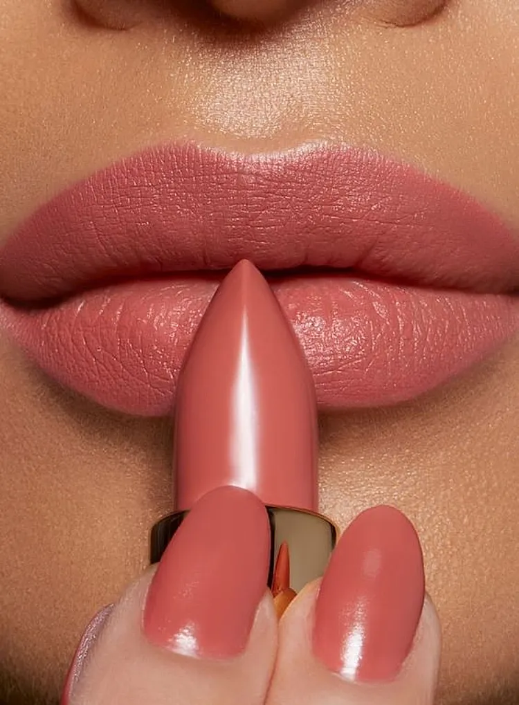 how to match lipstick nail polish deep nude pink monochromatic combination