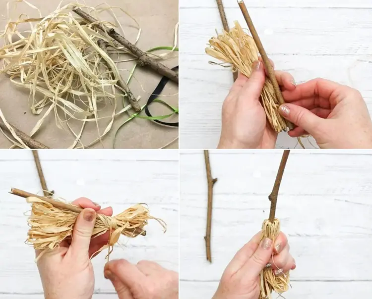 instructions for crafting witch brooms with natural materials