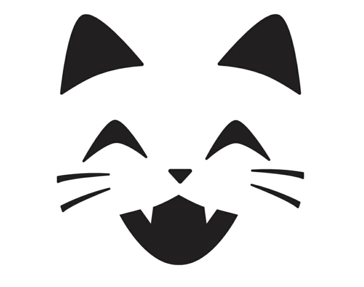 laughing cat face with whiskers and ears