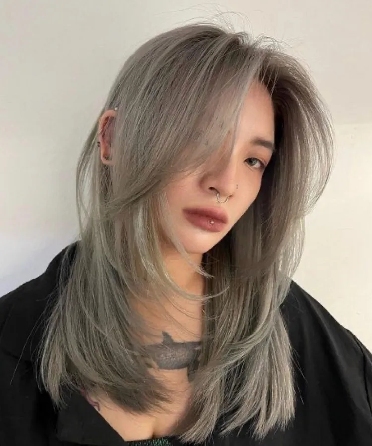 layered hush cut for grey hair