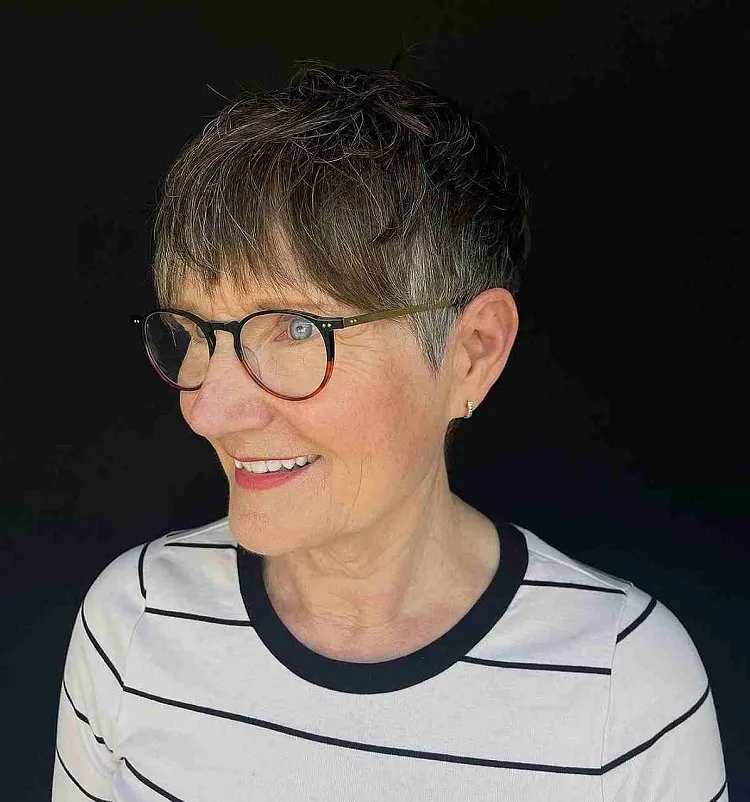 low maintenance hairstyles for 70 year old woman with glasses