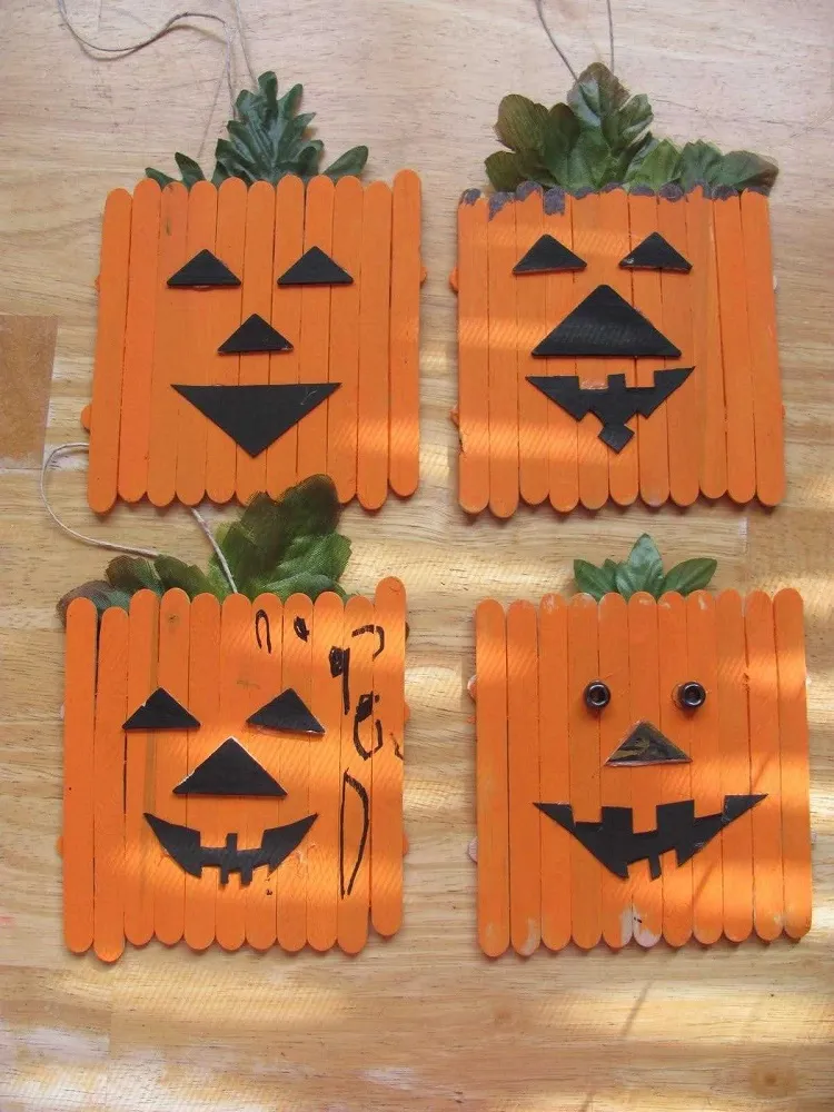 make a pumpkin with popsicle sticks