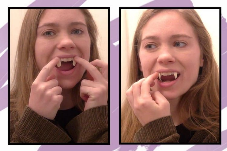 make your own vampire teeth with a platic fork