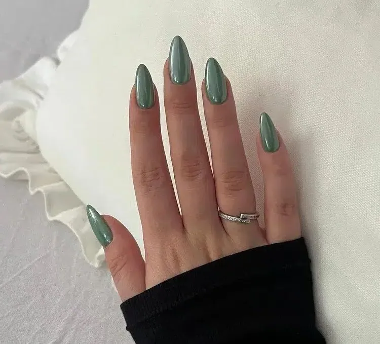 manicure green nail art glazed donut nails long nails almond