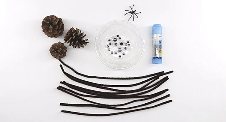 materials pipe cleaners pine cones spiders hallowen crafts kids