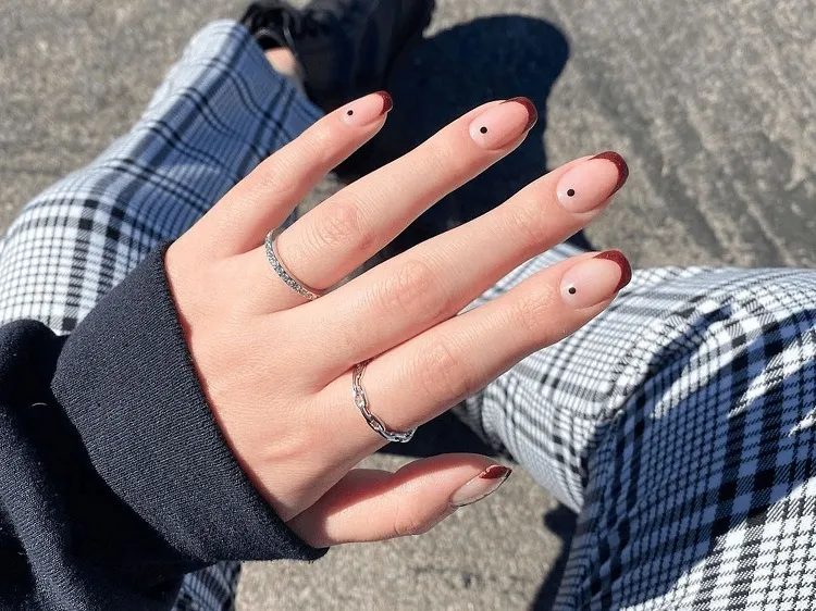 minimalist dot nail art french manicure