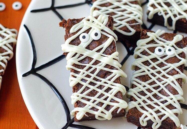 mummy pumpkin brownies easy healthy halloween treats snacks
