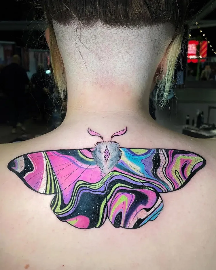 neo traditional moth tattoos ideas colourful