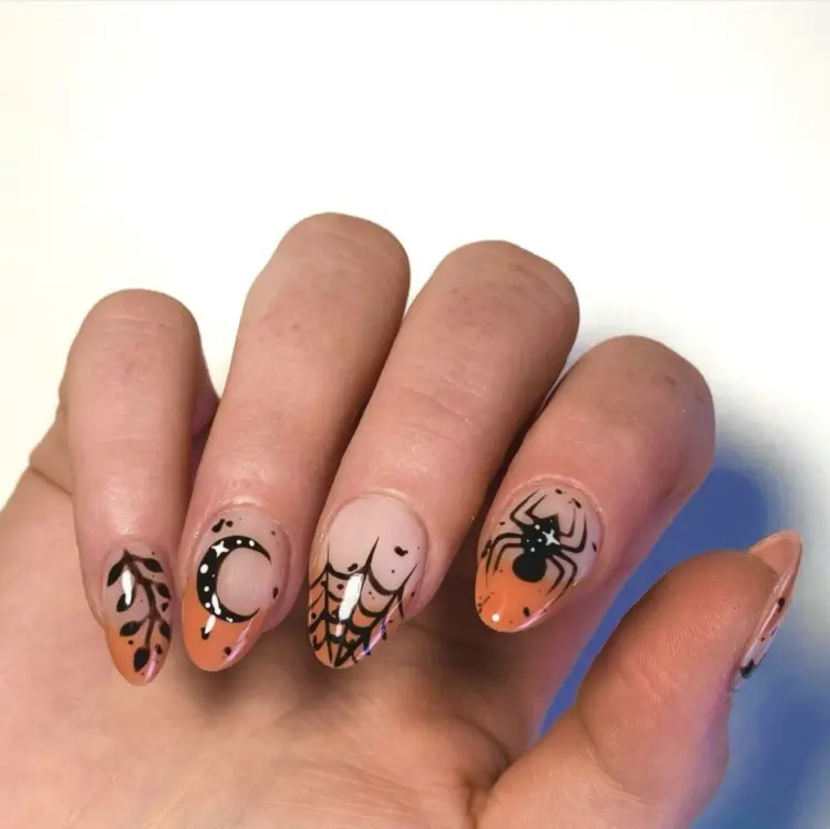orange french nails halloween 2023