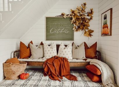 organic pillows blankets rustic interior fall farmhouse interior decor 2023