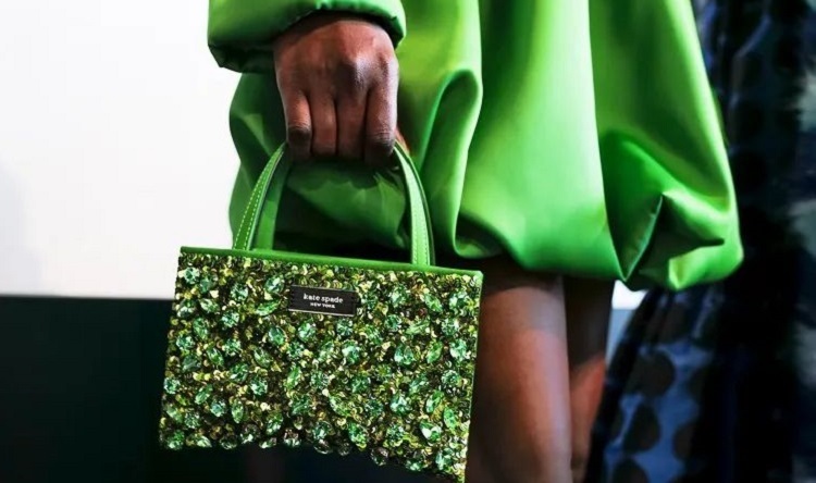 pantone color fall 2023 kate spade green new york fashion week sequins bag