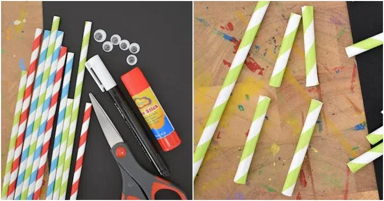 paper straws halloween crafts for kids skeletons