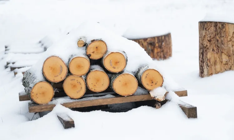 protect firewood rain snow dry quickly