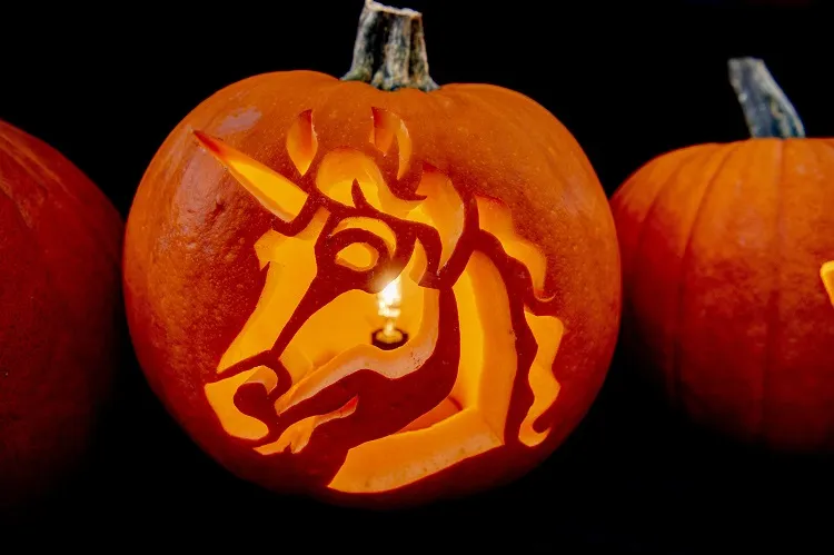 pumpkin carving and painting ideas one horn horse