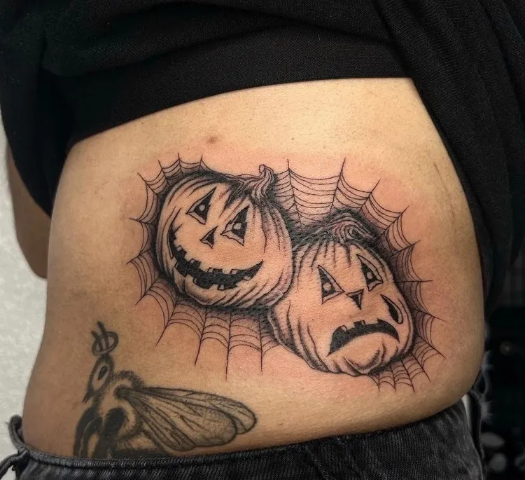 pumpkins halloween tattoo spider web