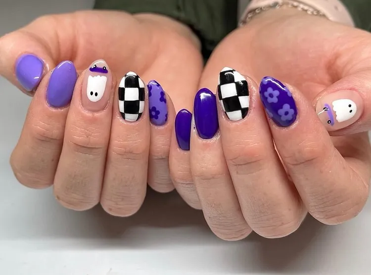 purple short halloween nail ideas 2023