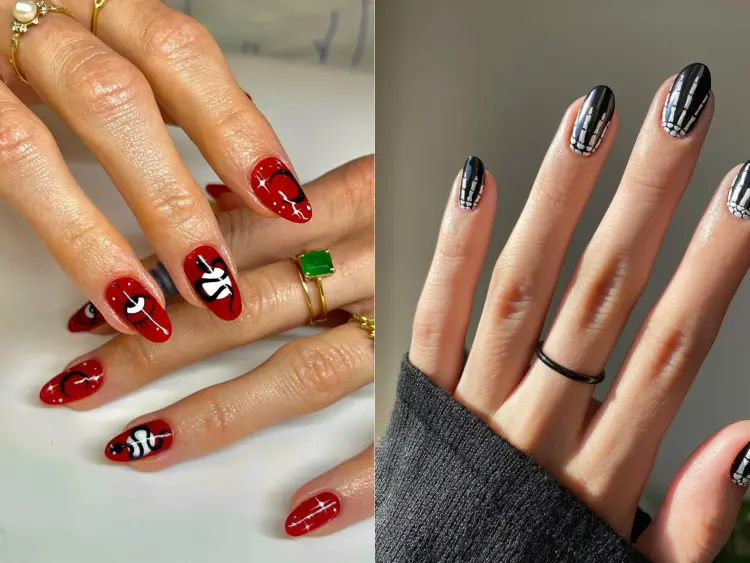 red and black halloween nails 2023