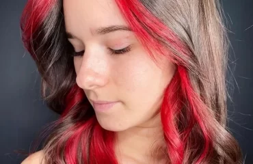 red peekaboo highlights on brown hair (1)