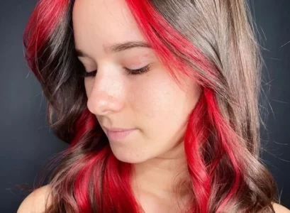 red peekaboo highlights on brown hair (1)