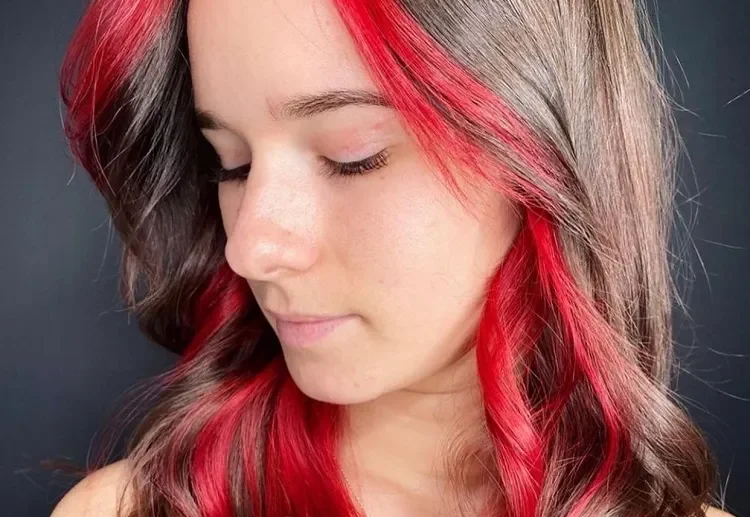 red peekaboo highlights on brown hair (1)