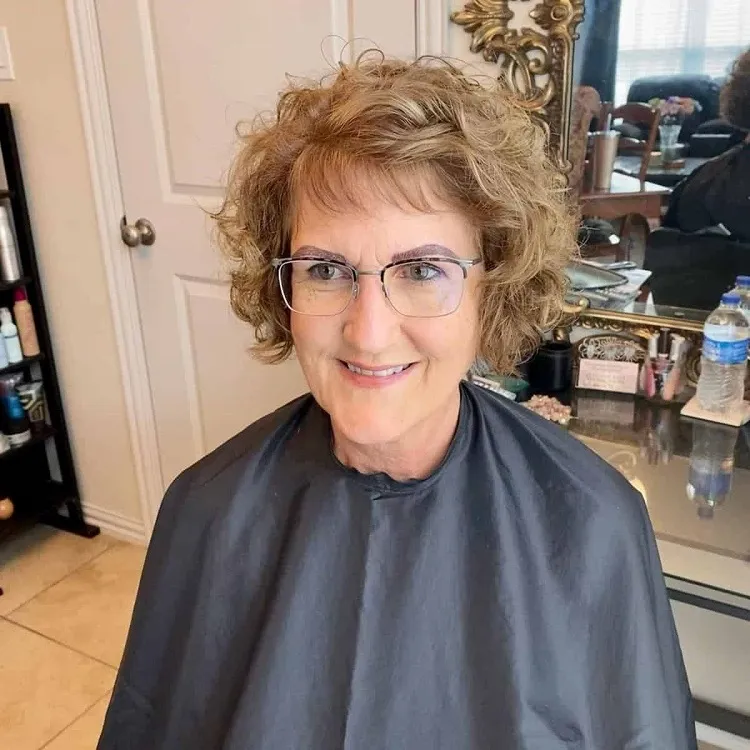 short curly hairstyles for over 70 with glasses