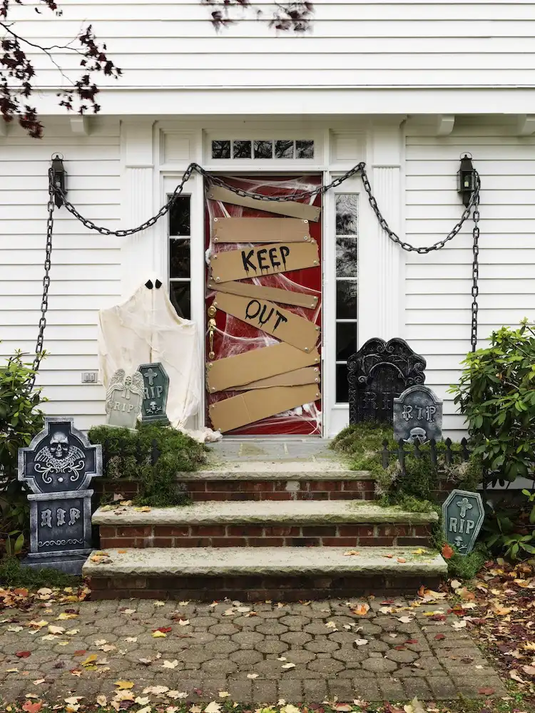 simple halloween front door decorations with cardboard