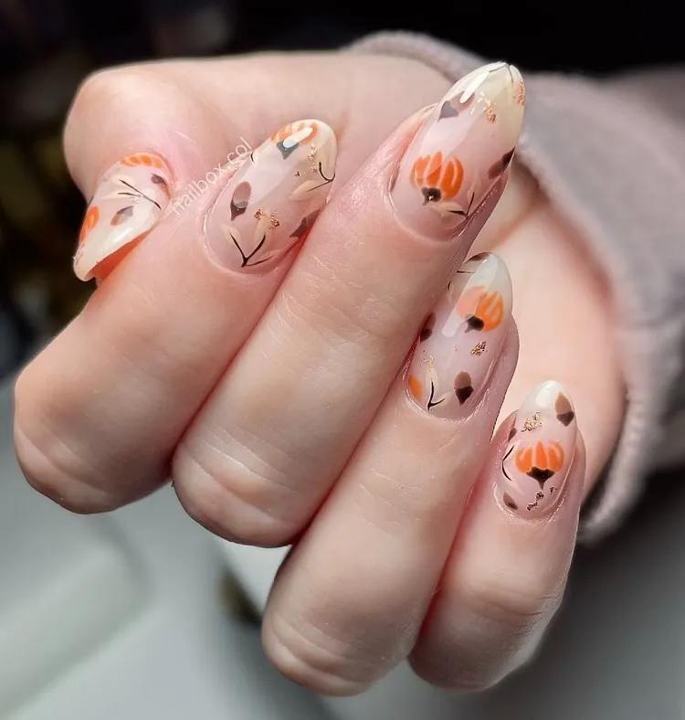 simple pumpkin nails for women over 50