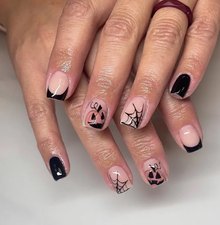 simple short black halloween nails for women over 50