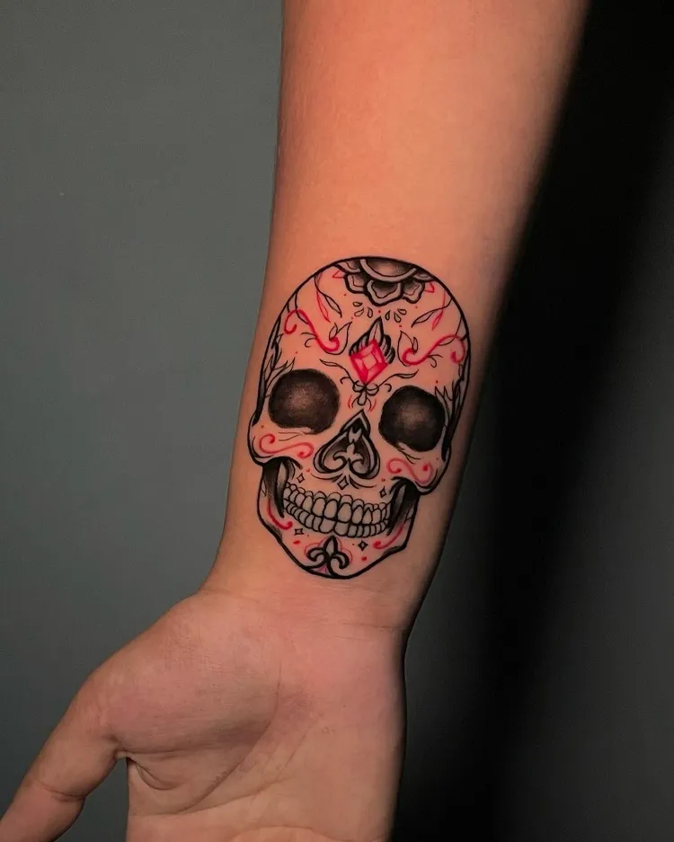sugar skull hand tattoo