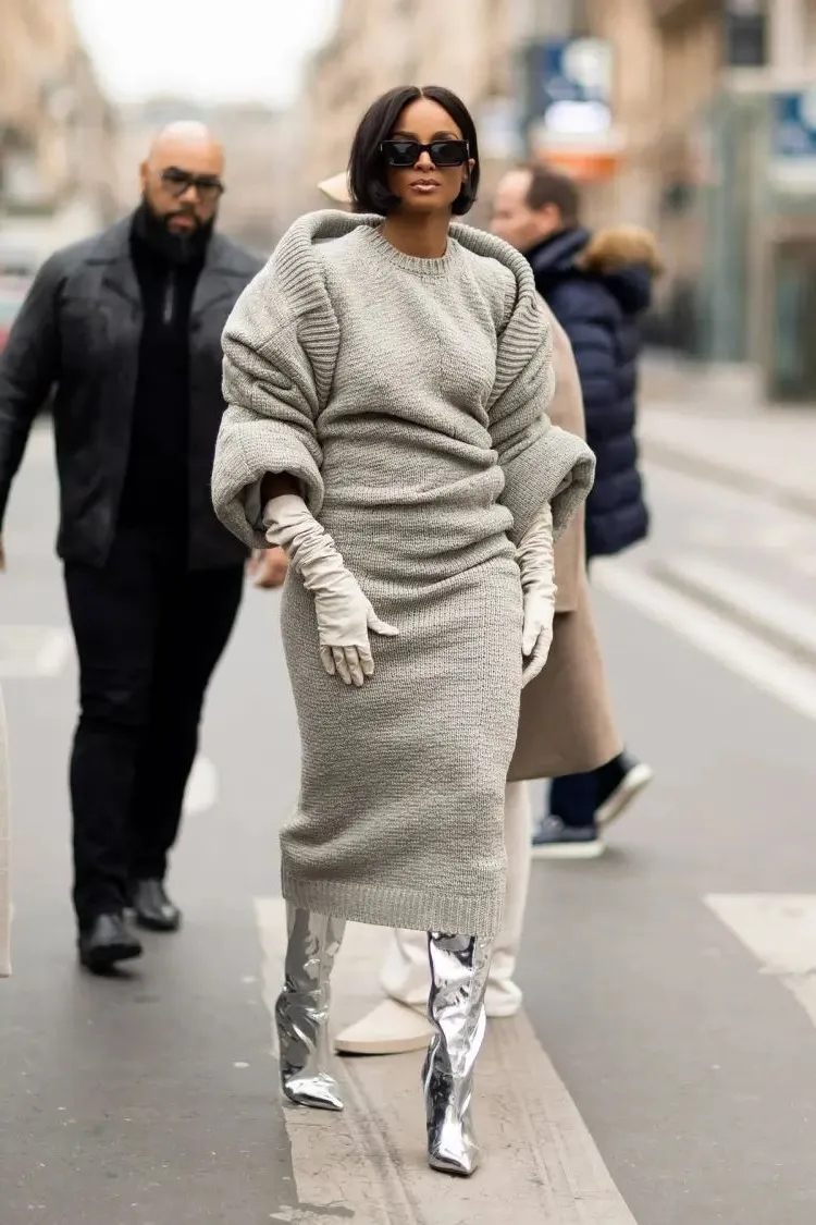 trendy sweater dress woman winter 2024 modern look 40 year olds