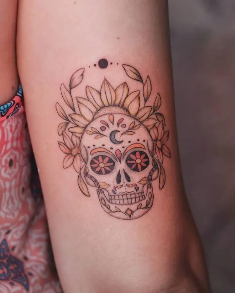 unique sugar skull tattoo