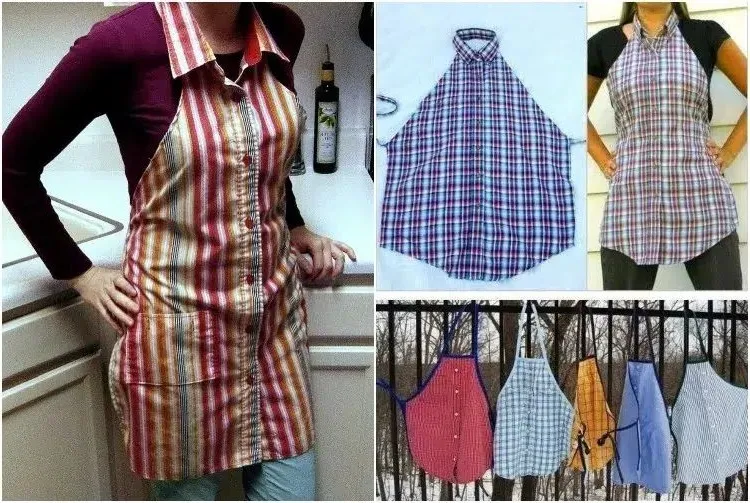 upcycle men's shirt to apron