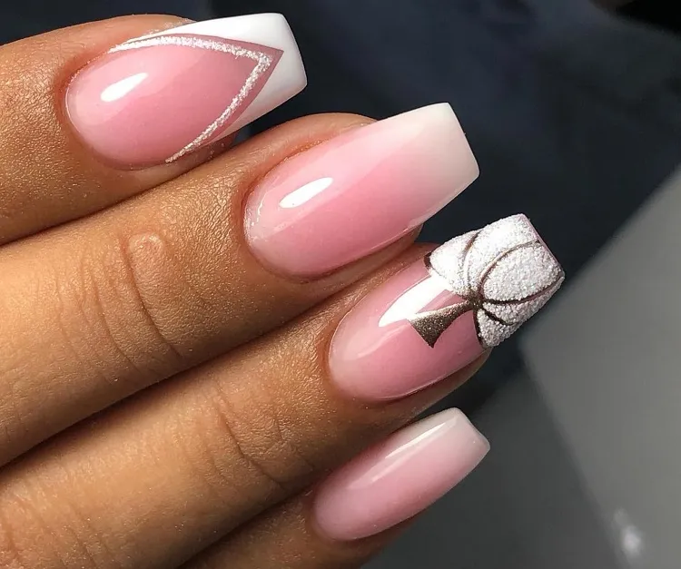 white french tip pumpkin nails square shape