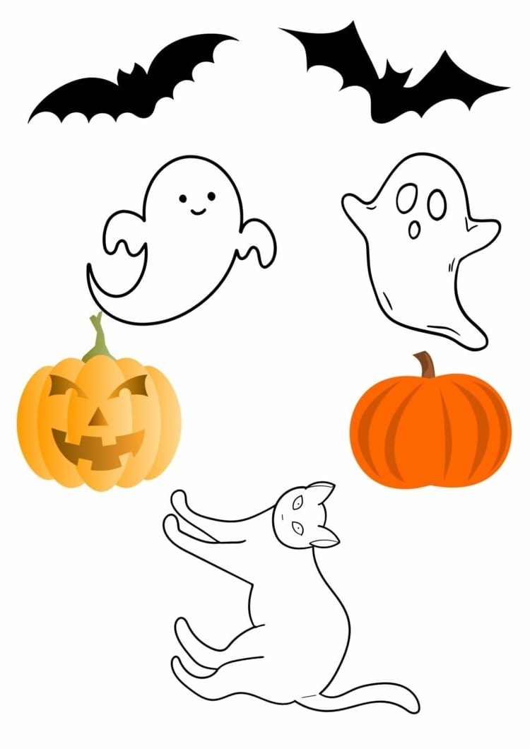 witch hat craft with free template for bats ghosts pumpkins and cat