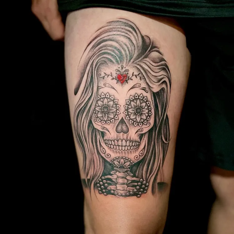 woman sugar skull tattoo