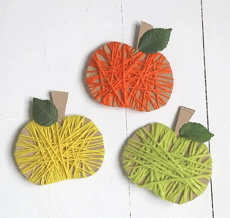 wool cardboard pumpkins easy diy fall art project kids