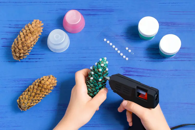 attach decorative beads with hot glue