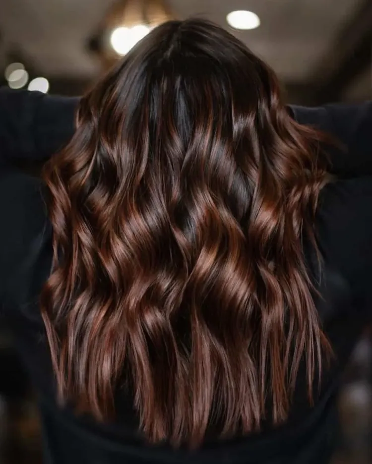 bitter chocolate winter hair color 2023 trend