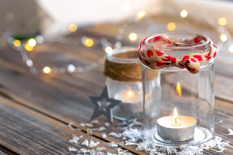 christmas decoration with glass jar easy diy idea