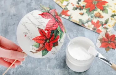 christmas decoration with paper napkin easy decoupage for the end of year holidays