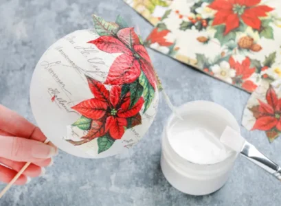 christmas decoration with paper napkin easy decoupage for the end of year holidays