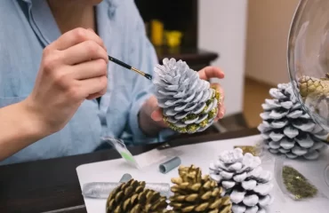 christmas decoration with pine cones