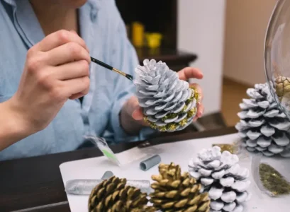 christmas decoration with pine cones