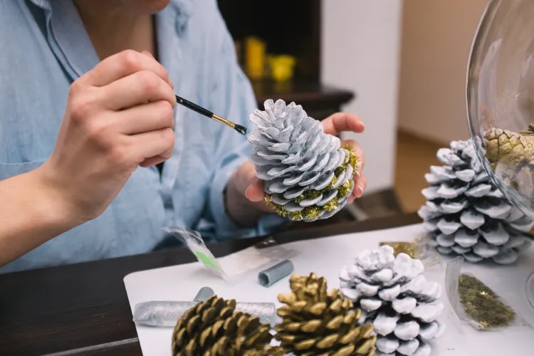 christmas decoration with pine cones