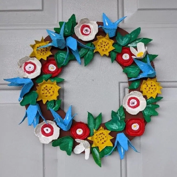 diy christmas wreath with recycled materials