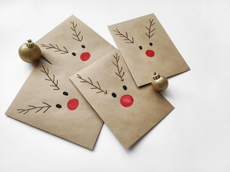 decorate envelope for christmas card with reindeer