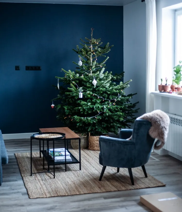 festive christmas tree in minimalist style