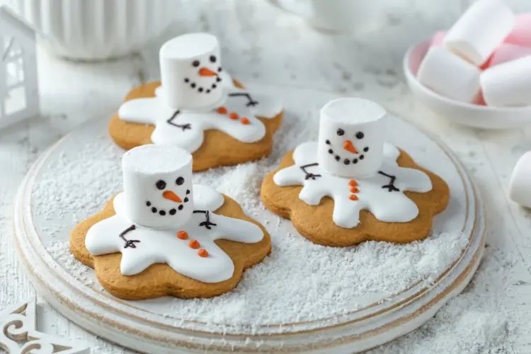 melted marshmallow snowmen cookies