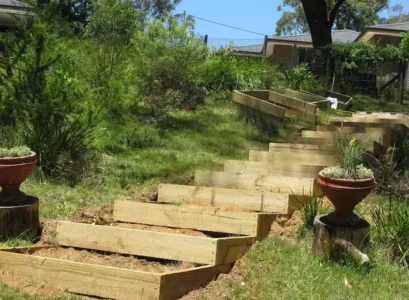 you can build garden stairs yourself using materials such as wood