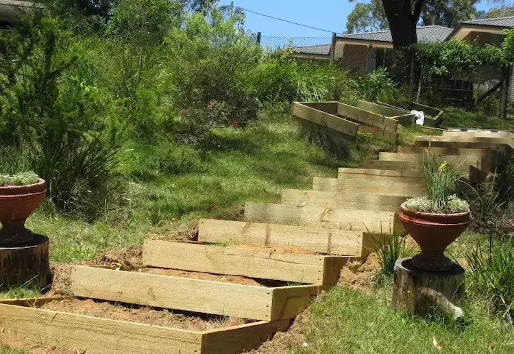 you can build garden stairs yourself using materials such as wood